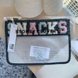 Stoney Clover Lane Snacks Clear Flat Pouch NWT in Sapphire
